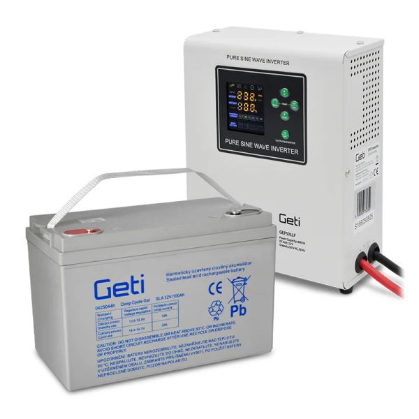 Záložný zdroj GETI GEP501LF sínusový 500W nástenný + batéria 100Ah