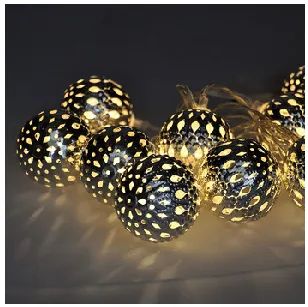 Solight LED reťaz vianočné gule strieborné, 10LED reťaz, 1m, 2x AA, IP20