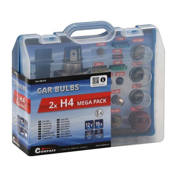 Sada autožiaroviek MEGA H4+H4+poistky COMPASS 08519