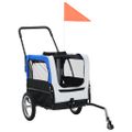 vidaXL Vozík pre domáce zvieratá na bicykel/beh 2-v-1, sivo modrý