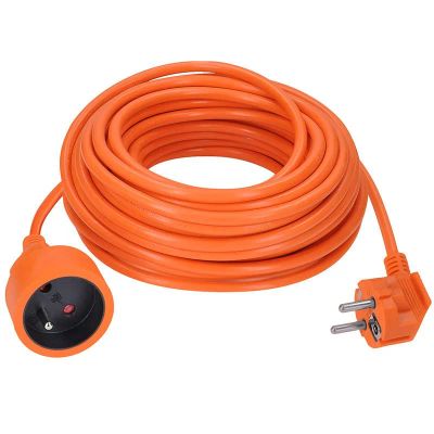 Predlžovací kábel 230V/10A - 15m, 1 zásuvka, 3 x 1mm, IP20, oranžový