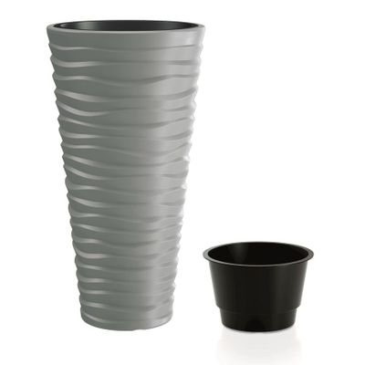 Kvetináč SAND SLIM šedý kameň 29,6 cm