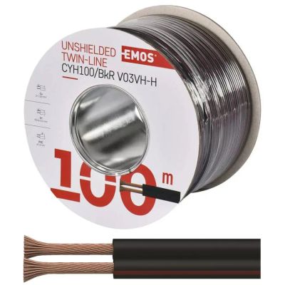 Dvojlinka netienená 2x1,0mm čierno/červená EMOS S8280 100m
