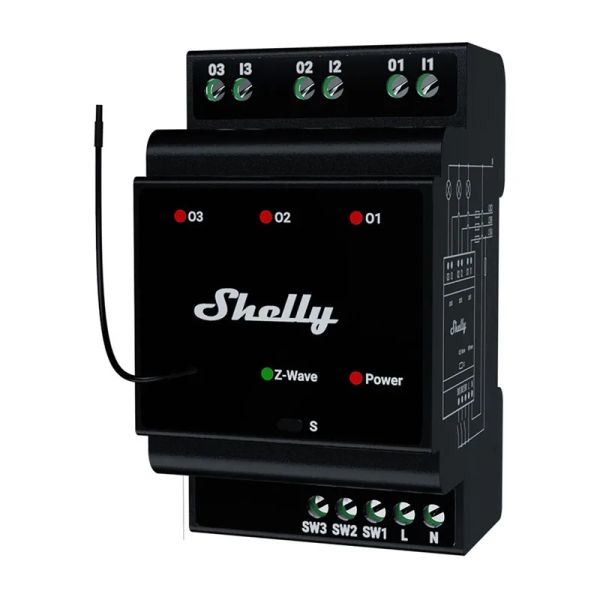 Relé na DIN lištu SHELLY PRO 3 Z-Wave