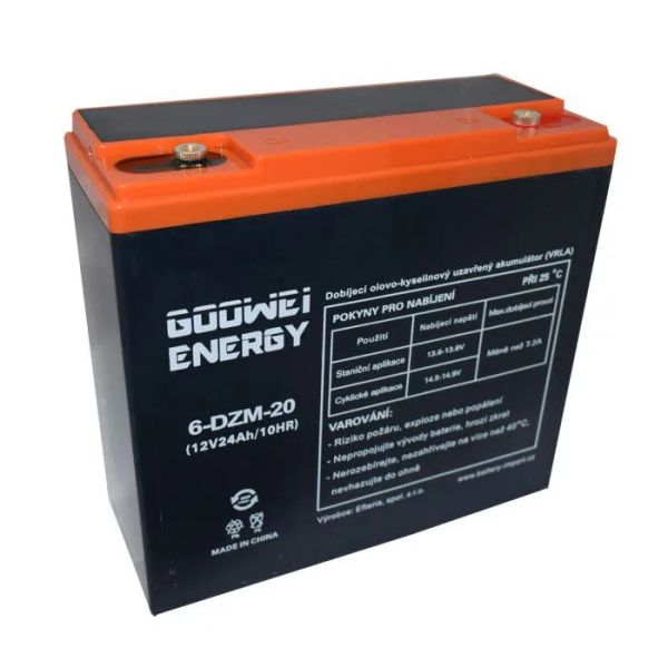 Trakčný olovený akumulátor 12V 24Ah GOOWEI ENERGY 6-DZM-20 Pb