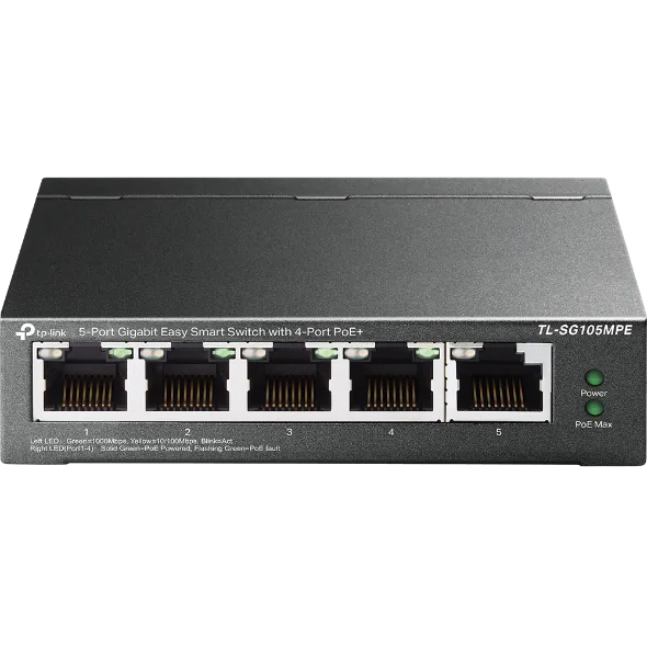 TP-Link TL-SG105MPE, 5portový gigabitový Easy Smart switch so 4 portami PoE+