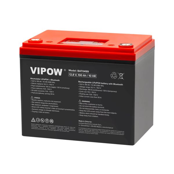 Batéria LiFePO4 12,8V 100Ah VIPOW BAT0499 Bluetooth