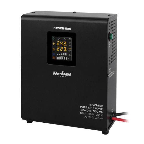 Zdroj záložný REBEL POWER-500 12V 230V 500VA 300W Black nástenný