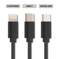 Kábel GETI GCU 01 USB 3v1 čierny samonavíjací