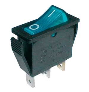 Prepínač kolískový    2pol./3pin  ON-OFF 250V/15A pros. modrý