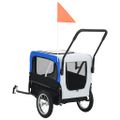 vidaXL Vozík pre domáce zvieratá na bicykel/beh 2-v-1, sivo modrý