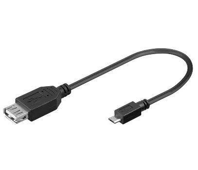 SBOX Predlžovací kábel, Micro USB samec/USB 2.0 samica, 0.1m, čierny (USB F-MICRO M)