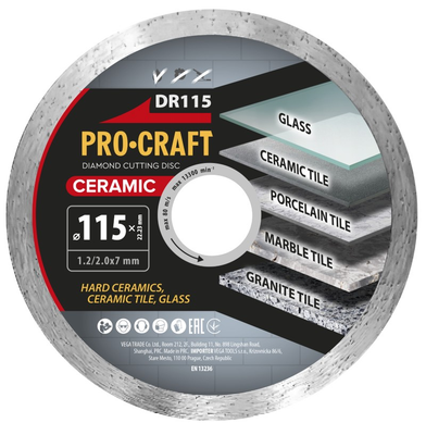 Diamantový rezný kotúč 115 mm PROCRAFT DR115 Ceramic