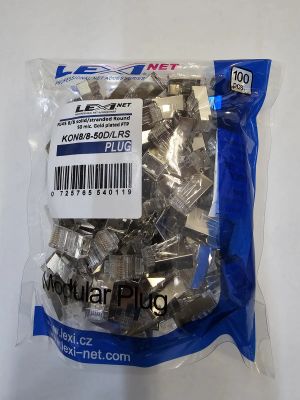 LEXI-NET Tienený konektor STP RJ45-8p8c,50µ" Au, lanko, Cat5E, (100ks) KON8/8-50D/LRS