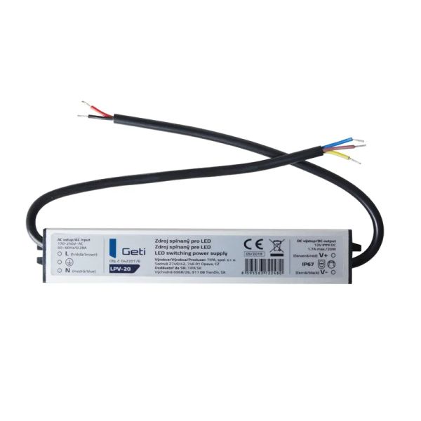 Spínaný zdroj pre LED 12V/ 20W GETI LPV-20