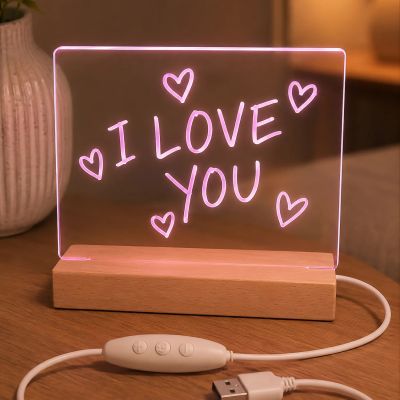 Forever Light Wooden Acryl LED Nočné svetlo s odkazom FNL-18 s fixkou