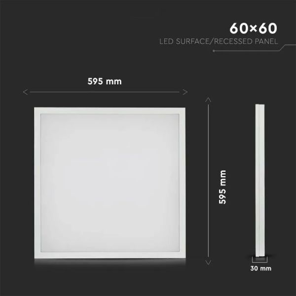 Panel LED 2V1 600x600 36W, 4000K, 3960lm, so zdrojom, VT-6139 (V-TAC)
