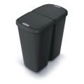 Kôš odpadkový COMPACTA Q DUO recyklovaná čierna s čiernym vekom 45l