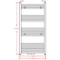 Čierny rebríkový radiátor na centrálne vykurovanie, rovný 600x1160 mm