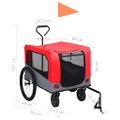 vidaXL Vozík pre domáce zvieratá na bicykel/beh 2-v-1, červeno sivý