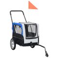 vidaXL Vozík pre domáce zvieratá na bicykel/beh 2-v-1, sivo modrý