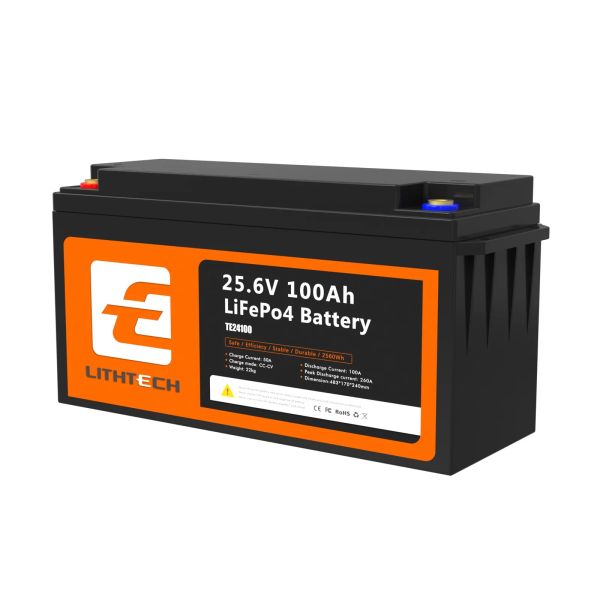 LiFePO4 batéria pre solárne systémy LITHTECH TE24100 25,6 V 100 Ah Bluetooth, BMS, IP66