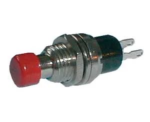 Prepínač tlačidlo okrúhle OFF-(ON) malé červené (12 V)