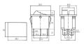 Prepínač kolískový 2x(2pol./3pin) ON-OFF 250V/15A pros. zelený