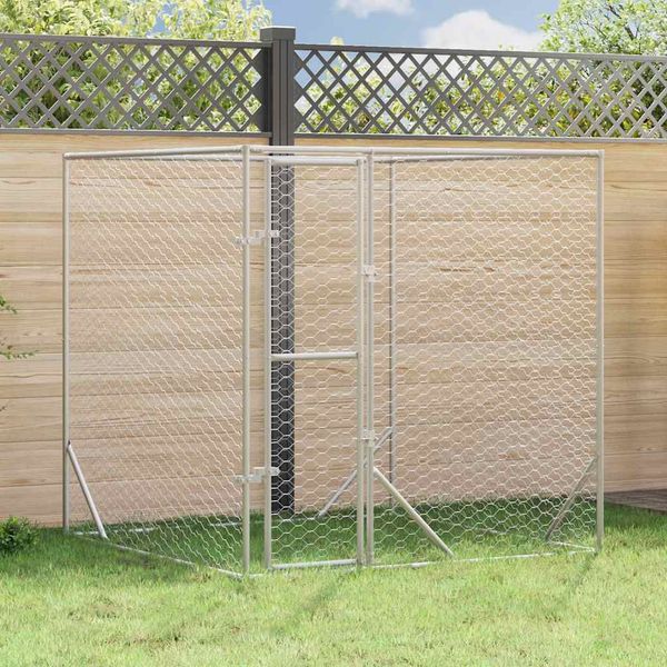 vidaXL Vonkajší koterec pre psov strieborný 2x2x2 m pozinkovaná oceľ