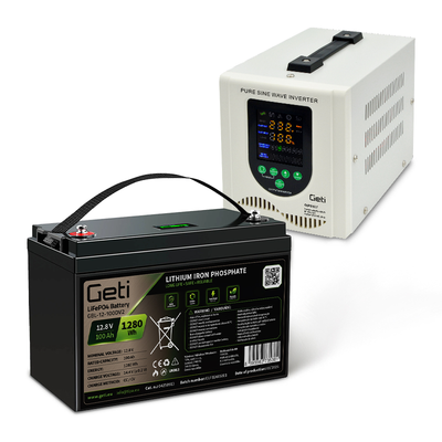 Záložný zdroj GETI GEP500LF sínusový 500 W (800 VA) + batéria LiFePO4 100 Ah