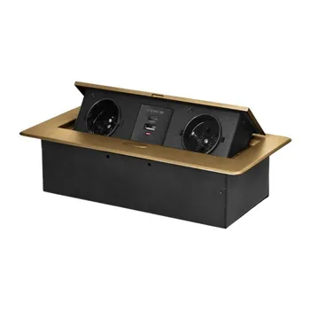 Výklopný blok zapustený ORNO OR-GM-9034/C, 2x 230V, 2x USB (A+C type; 3.6A), farba zlatá