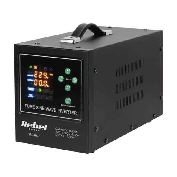 Zdroj záložný REBEL POWER-1000-LFP4 12V 230V 1000VA 700W Black
