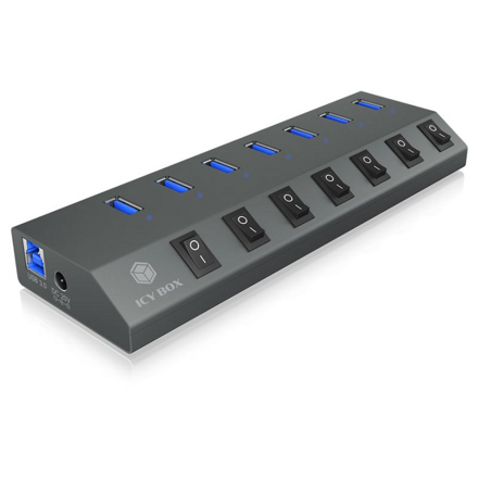 RAIDSONIC ICY BOX - 7x USB 3.0, 1x USB Type C, HUB