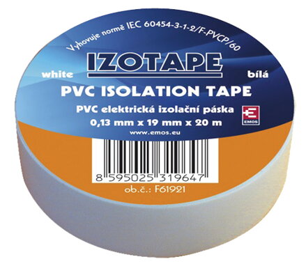 Izolační páska PVC 19/20m  bílá