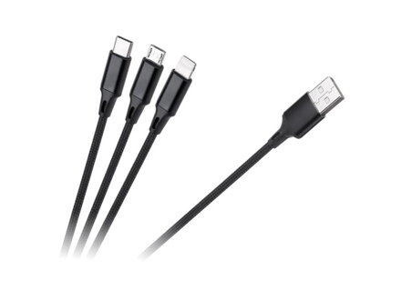 Kábel REBEL USB 3v1 červený 1m