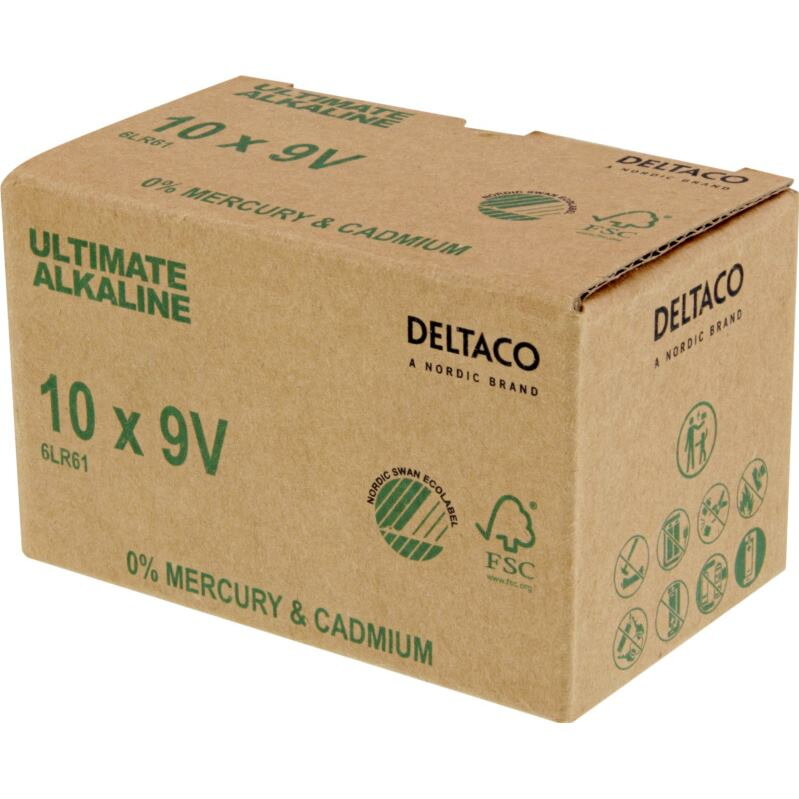 DELTACO ULTIMATE, Batéria alkalická 9V 6LR61 10ks