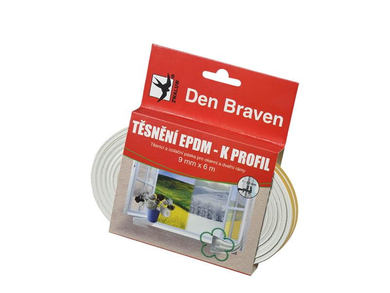 Tesnenie do okien a dverí samolepiace 9x4mm DEN BRAVEN biela 6m